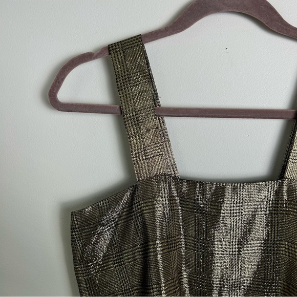 Vintage Gold Black Metallic Plaid Silk Cami Top - Picture 5 of 5